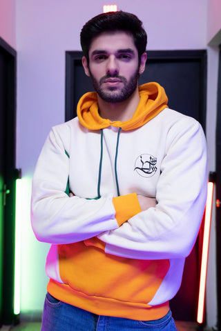 Tri-Tone Block Hoodie(Yellow,Green,White) – Bold Winter Streetwear Edition