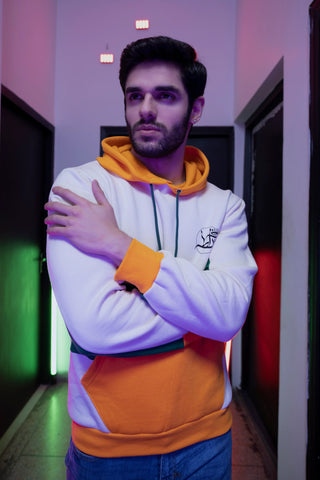 Tri-Tone Block Hoodie(Yellow,Green,White) – Bold Winter Streetwear Edition